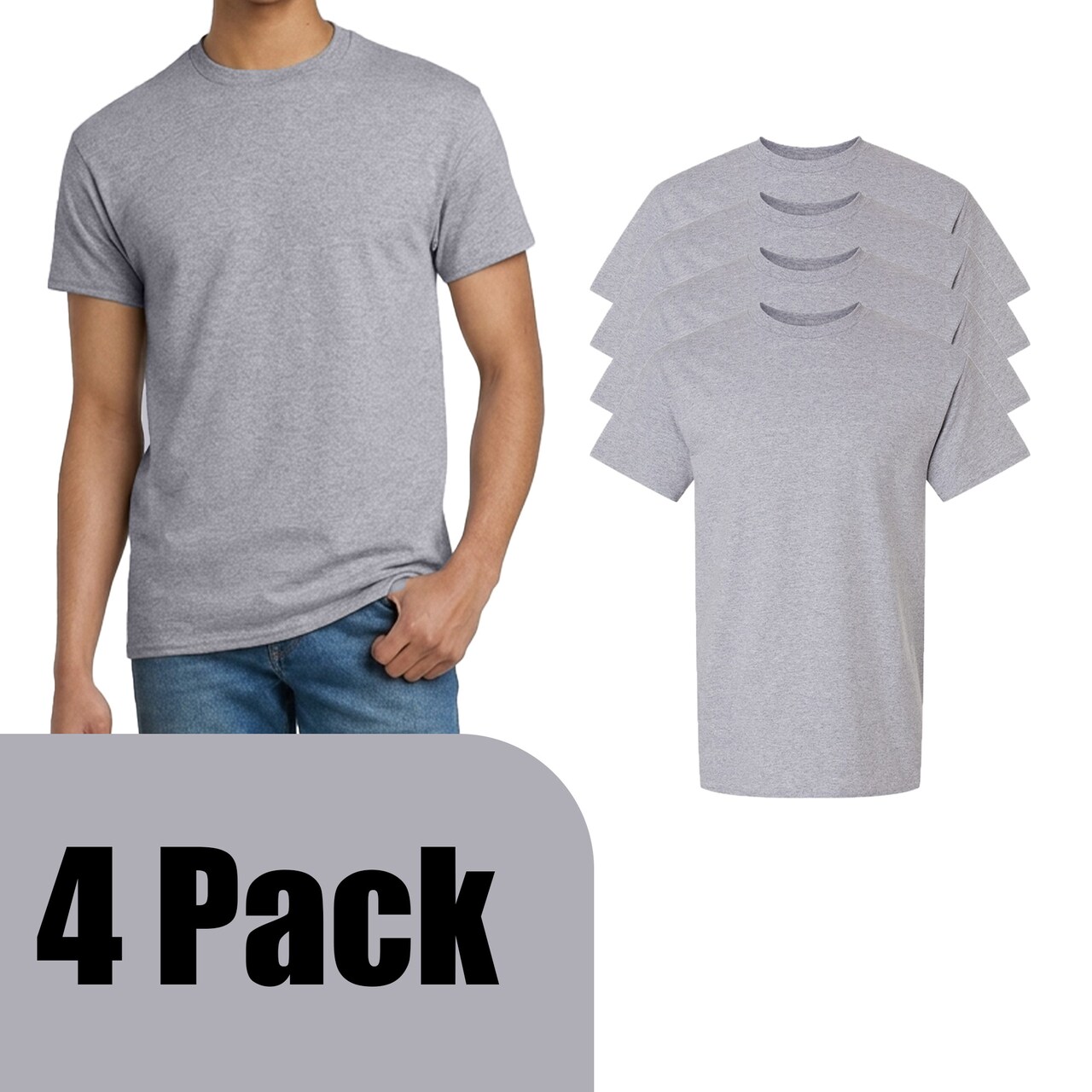 Gildan Men's Ultra Cotton Short Sleeve T-Shirt, Craft Bundle for DIY Printing, Sport Grey, 2-14 Pack